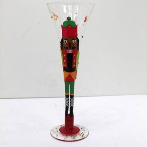 Hand Painted Christmas Nutcracker Toy Soldier Flute Cocktail Glass